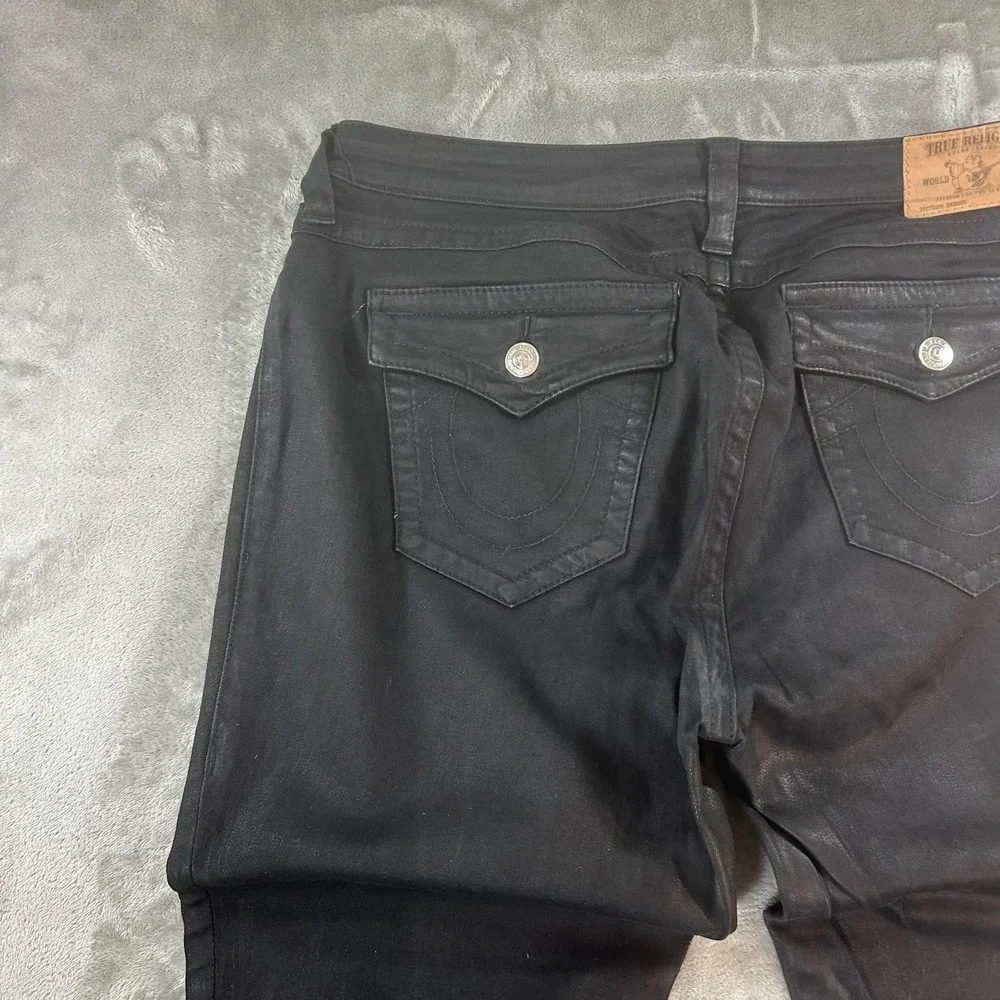 True Religion Section Skinny Jeans Mens 34x30 Black Dark Wash Slim Denim Pants